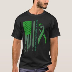 Lever Cancer Awareness Green Family Support Ribbon T-shirt