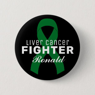 Lever Cancer Ribbon Black Button