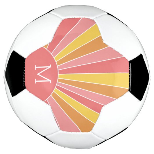 Lever de soleil à rayures rétro - monogramme rose (Tourné)