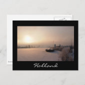 Lever de soleil d'hiver dans la carte postale noir (Devant / Derrière)