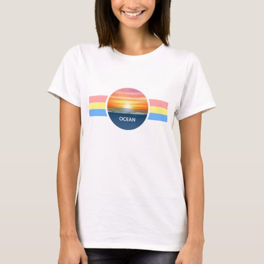 Lever de soleil et couleurs pastel rayures T-shirt (Devant)