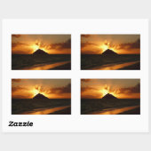 Lever de soleil Hawaii à la plage autocollant rect (Feuille)