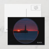 Lever du soleil sur la carte postale Roker Lightho (Devant / Derrière)