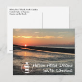 Lever du soleil sur la plage | Carte postale Hilto (Devant / Derrière)