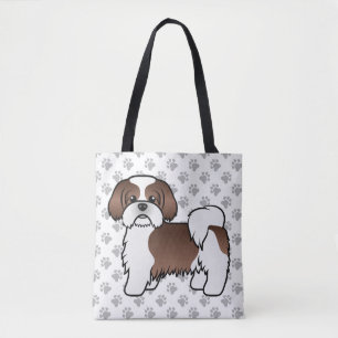 Lever En Witte Shih Tzu Cartoon Hond & Pootjes Draagtas