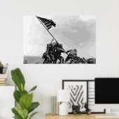 lever le drapeau sur Iwo Jima poster vintage (Bureau à domicile)