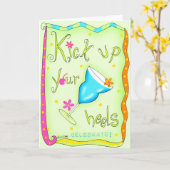 Lever vos talons Salutation ou carte de note verte (Fleur jaune)