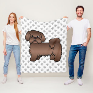 Leverbruine Shih Tzu Mooie Cartoonhond Illustratie Fleece Deken