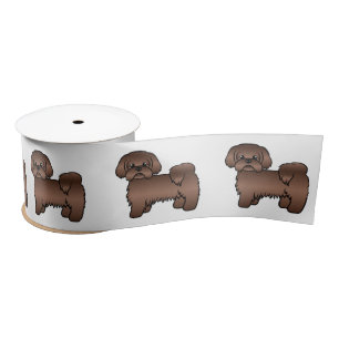 Leverbruine Shih Tzu Mooie Cartoonhond Illustratie Lint