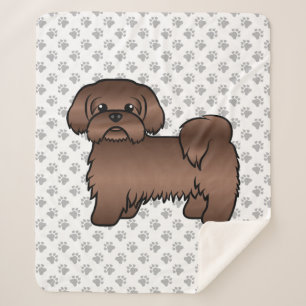 Leverbruine Shih Tzu Mooie Cartoonhond Illustratie Sherpa Deken