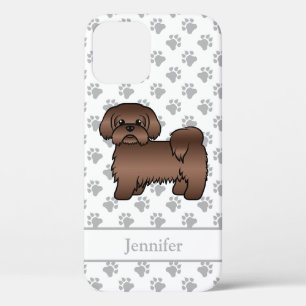 Leverbruine Shih Tzu Schattige Cartoonhond & Naam iPhone 12 Pro Hoesje