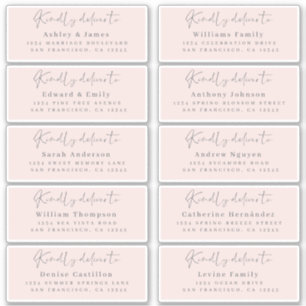 Levering aan Chic Script Roze Huwelijksfeest Gast Sticker