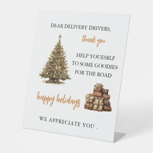 Levering Driver Vakantie Dank u teken Reclamebord Met Voetstuk (Voorkant)