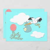 Levering van baby in winkel, uitnodiging voor baby (Voorkant / Achterkant)