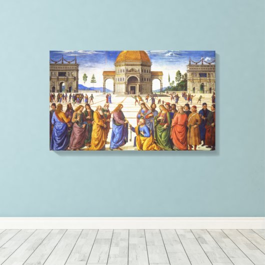 Levering van de sleutels | Pietro Perugino | Canvas Afdruk (Insitu (Houten vloer))