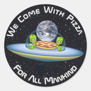 levering van UFO-Pizza Ronde Sticker