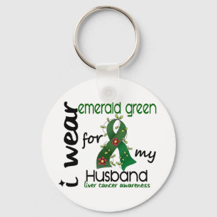 Leverkanker Ik Draag Emerald Green voor mijn man 4 Sleutelhanger