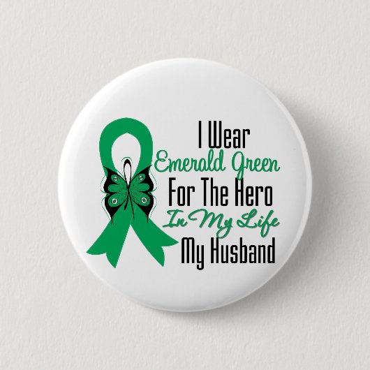 Leverkanker Ribbon Hero My Husband Ronde Button 5,7 Cm (Voorkant)