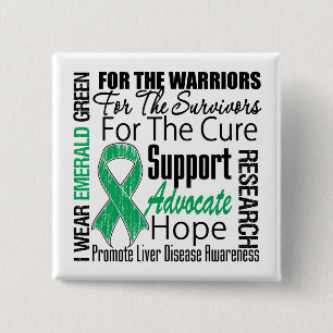Leverziekte Ik Draag Emerald Green Ribbon Vierkante Button 5,1 Cm