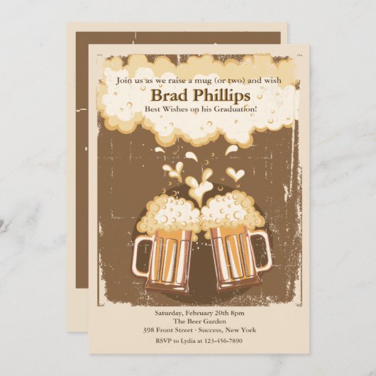 Levez un verre de bière Invitation (Devant / Derrière)