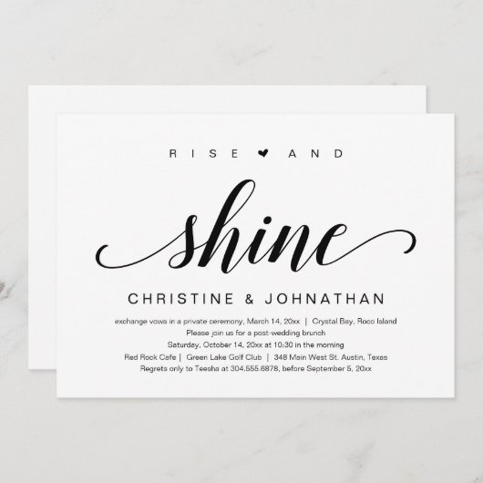 Levez-vous et brillez, Faire-part de Mariage Intim (Devant / Derrière)