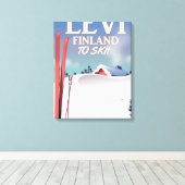 Levi, Finland ski-reisposter Canvas Afdruk (Insitu (Houten vloer))