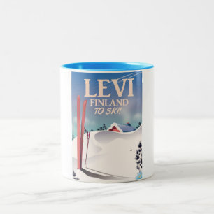 Levi, Finland ski reisposter Tweekleurige Koffiemok