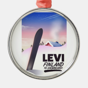 Levi Finland Snowboarden reisposter Metalen Ornament