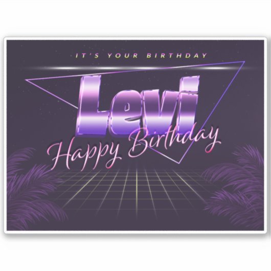 Levi Nom Prénom lila retro Sticker (Devant)