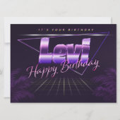 Levi prénom carte rétro lilas anniversaire (Devant)