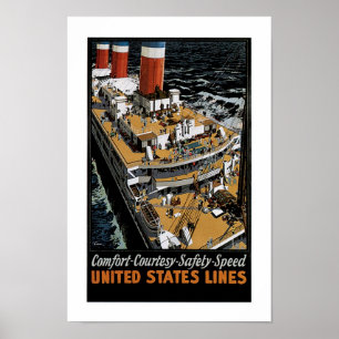 Leviathan Aft Uitzicht van United States Line Poster