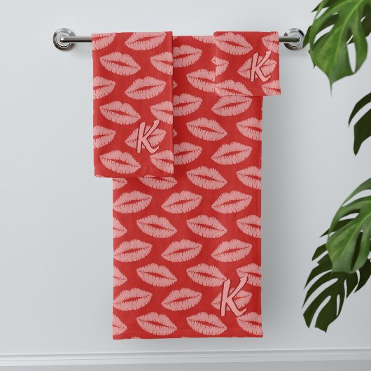 Levier Motif Serviettes de bain rouge et rose