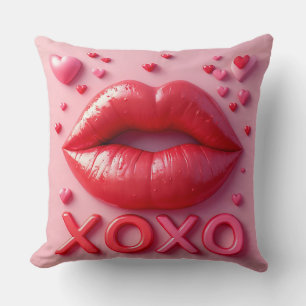 Levige Rode Lippen Met XOXO-Ontwerp Kussen