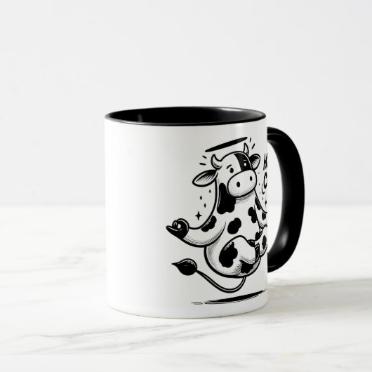 Levitating Meditating Holy Cow Mug – Zen Animal Mok (Voorkant rechts)