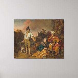 Levite en zijn concubine in Gibeah, het Oude Testa Canvas Afdruk