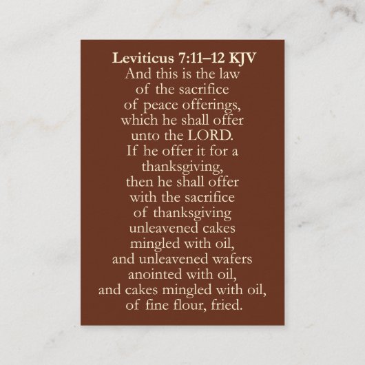 Leviticus 7:11-12 Cartes KJV - Gâteaux d'Action de (Dos)