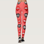 Lèvres de baiser noir rouge leggings (Dos)