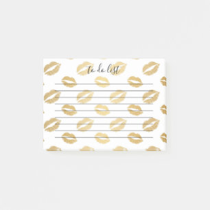 Lèvres d'or pour faire des notes de post-it de