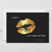 Lèvres dorées Bonne année carte d'invitation (Devant)