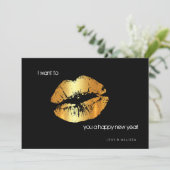 Lèvres dorées Bonne année carte d'invitation (Debout devant)