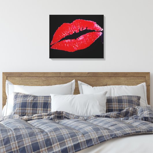 Lèvres (en rouge) sur toile Arrière - plan noire e (Insitu(Chambre))