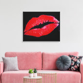 Lèvres (en rouge) sur toile Arrière - plan noire e (Insitu(Salon))