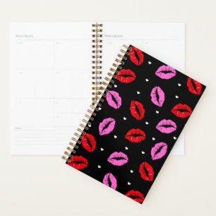 Lèvres Kiss Rose Rouge et Coeurs Black Planner SM/