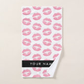 Lèvres Roses, Baiser, Baguette à lèvres, Votre Nom (Serviette à main)