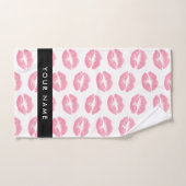 Lèvres Roses, Baiser, Baguette à lèvres, Votre Nom (Serviette à main)