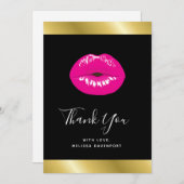 Lèvres roses chaudes Merci de fille glamour (Devant / Derrière)