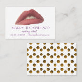 Lèvres roses, Points d'or Élégant Carte de visite (Devant / Derrière)