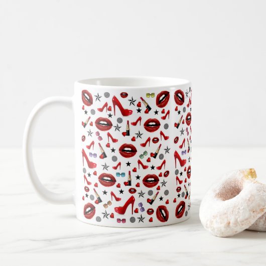 Lèvres rouge à lèvres talons Mug (Avec donut)