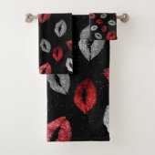 Lèvres Rouge de la Saint-Valentin Pailletées Argen (En situation)