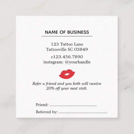 Lèvres rouges aiguiser une carte de référence d'am (Dos)